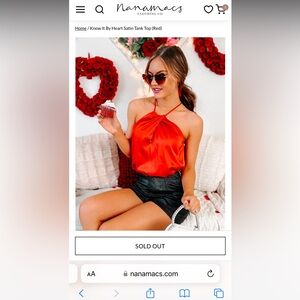 Never worn - new - Know It By Heart Satin Tank Top (Red)